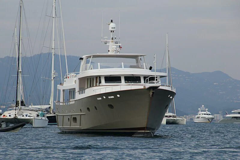 a boat in the water aboard AKISSI Yacht for Sale