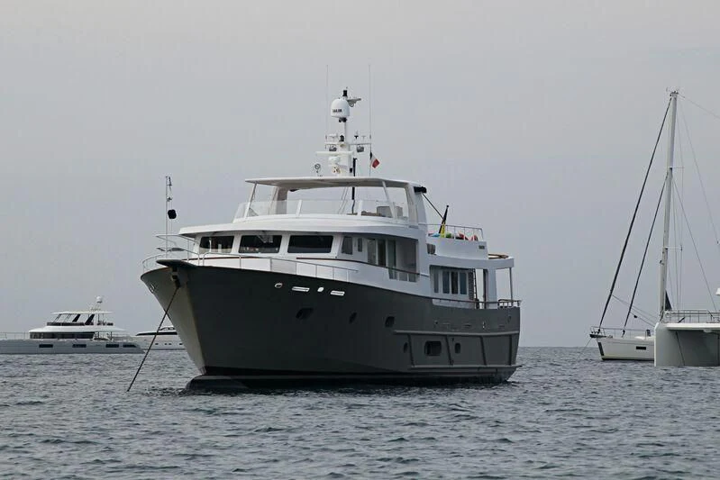 a boat in the water aboard AKISSI Yacht for Sale