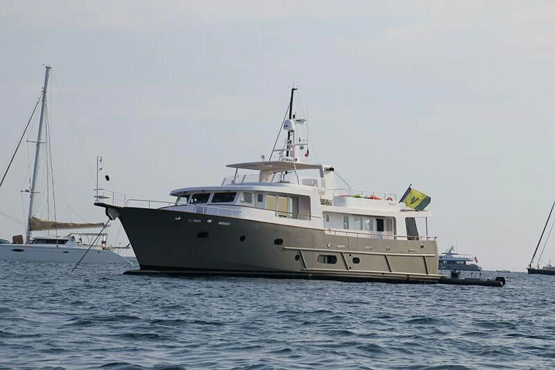 a boat in the water aboard AKISSI Yacht for Sale