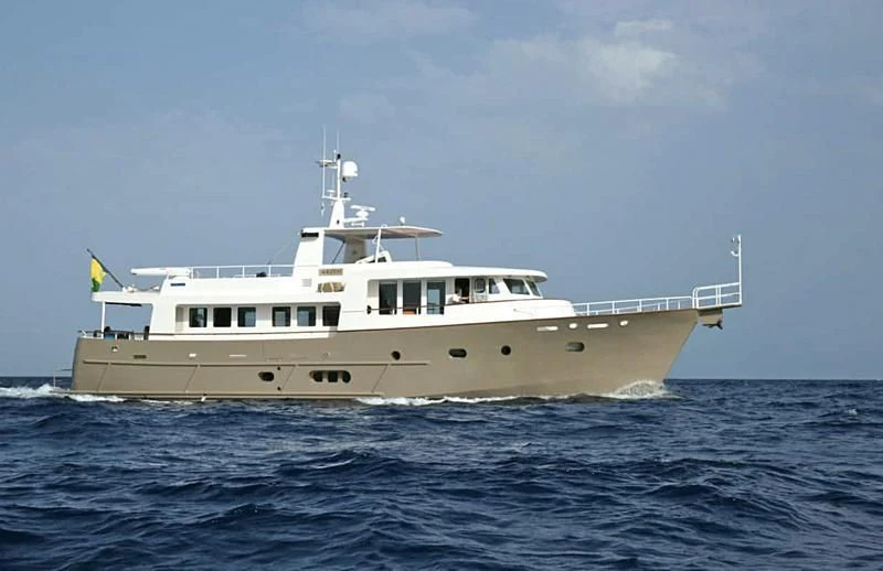 a boat in the water aboard AKISSI Yacht for Sale