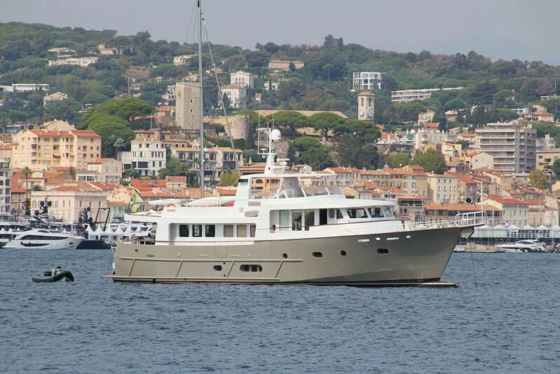 a boat in the water aboard AKISSI Yacht for Sale