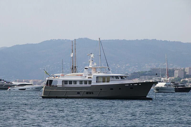 a boat in the water aboard AKISSI Yacht for Sale