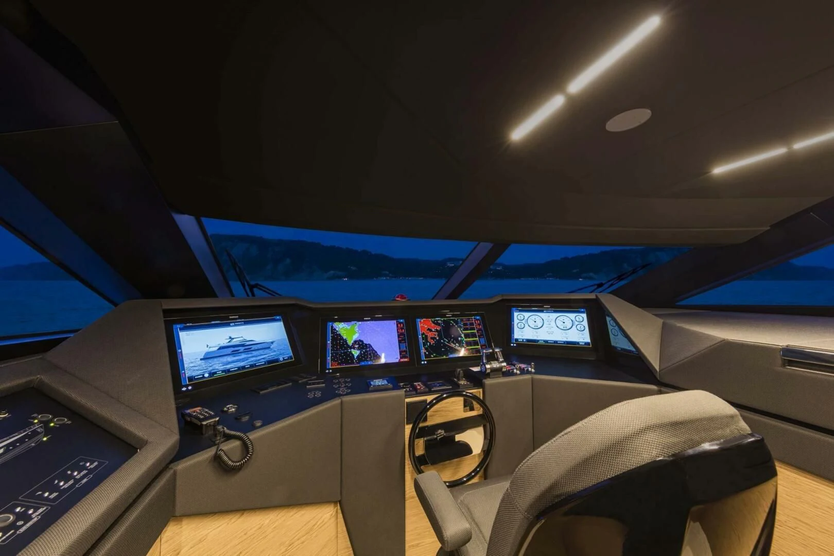 inside of a vehicle with monitors and screens aboard SILHOUETTE Yacht for Sale