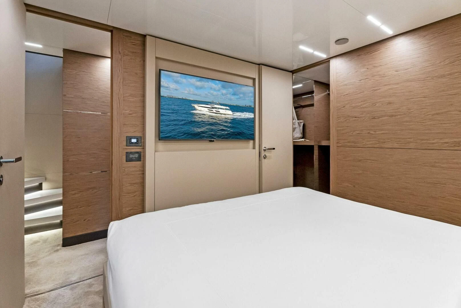 a room with a large bed aboard SILHOUETTE Yacht for Sale