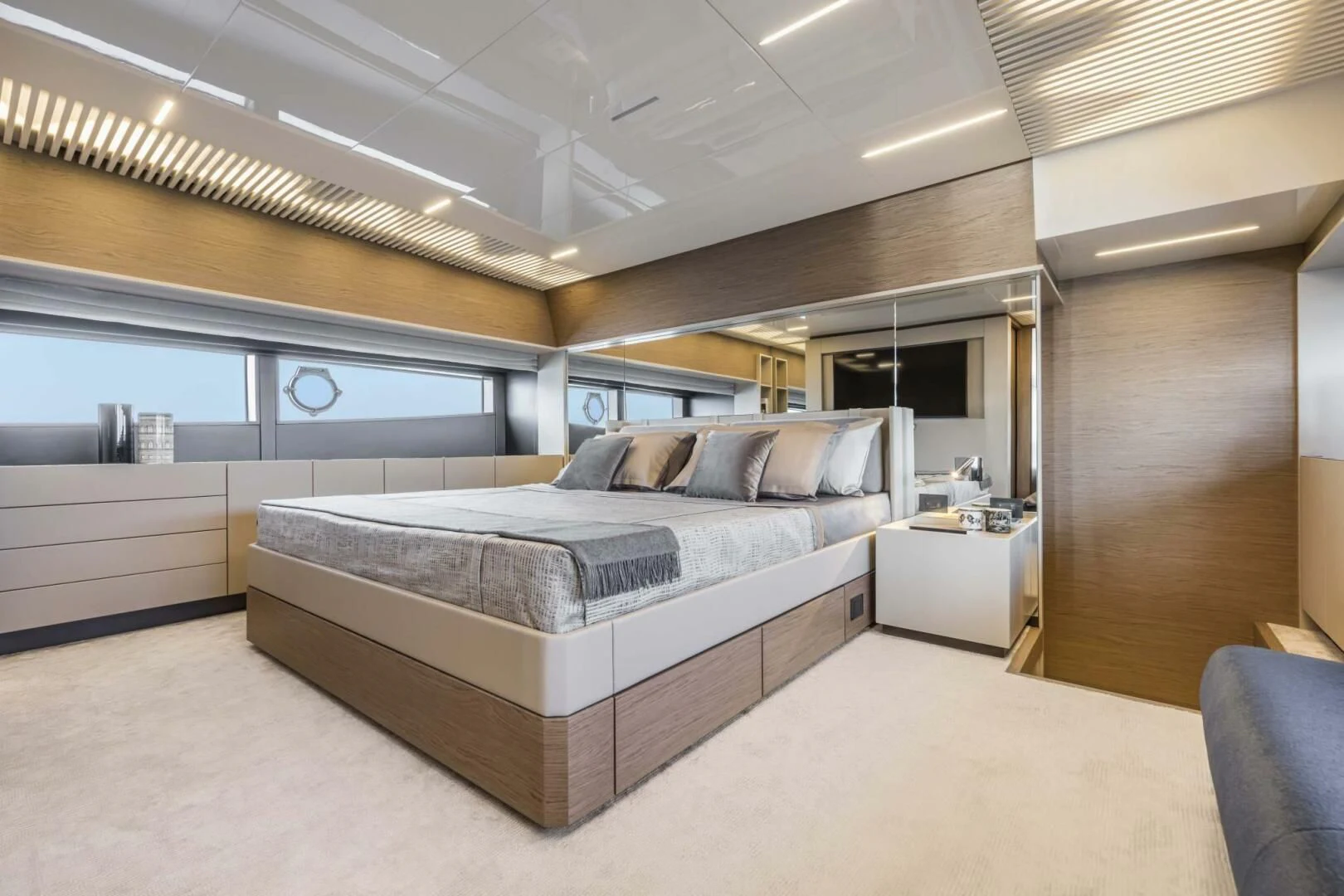 a large bed in a room aboard SILHOUETTE Yacht for Sale