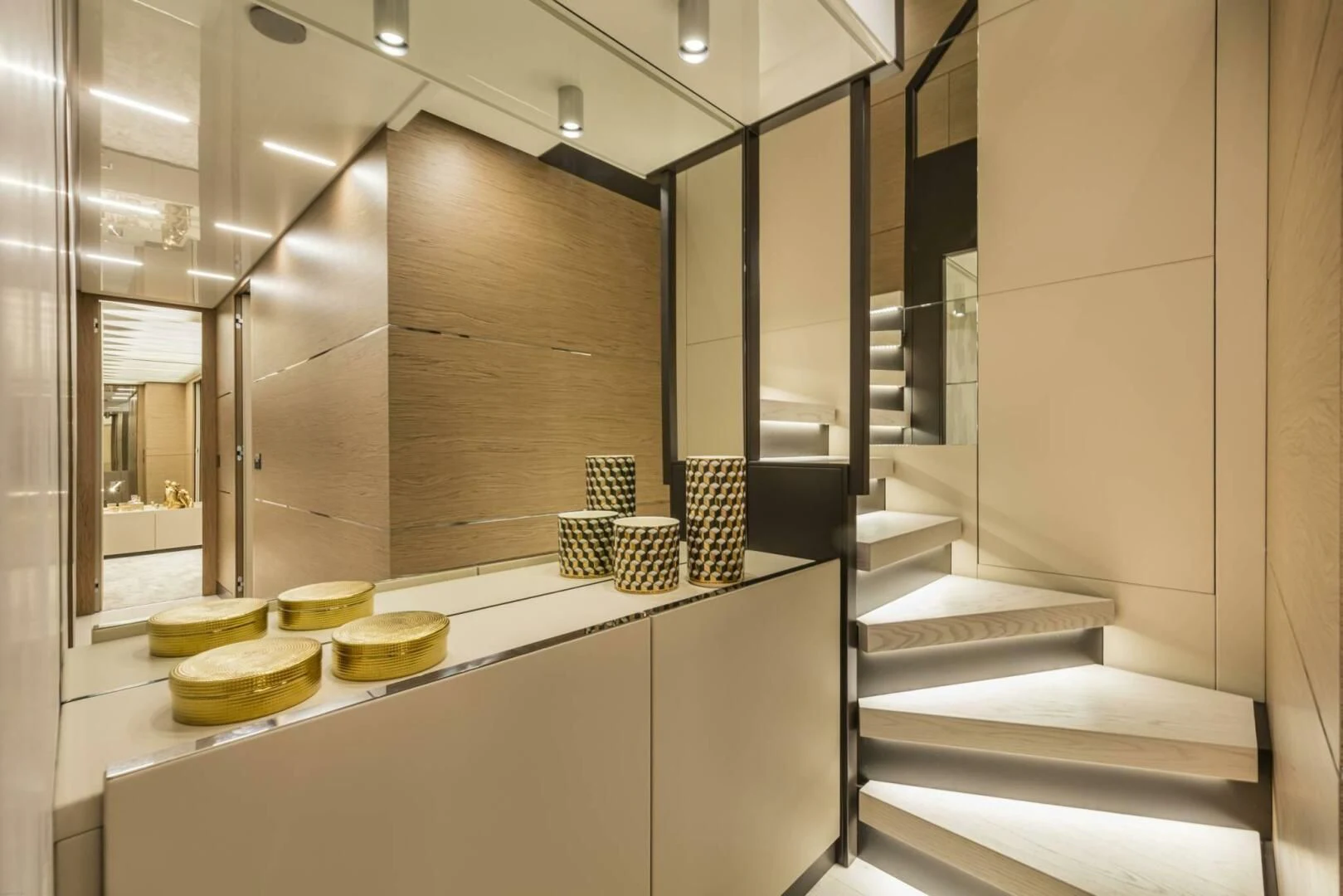a bathroom with a glass wall aboard SILHOUETTE Yacht for Sale