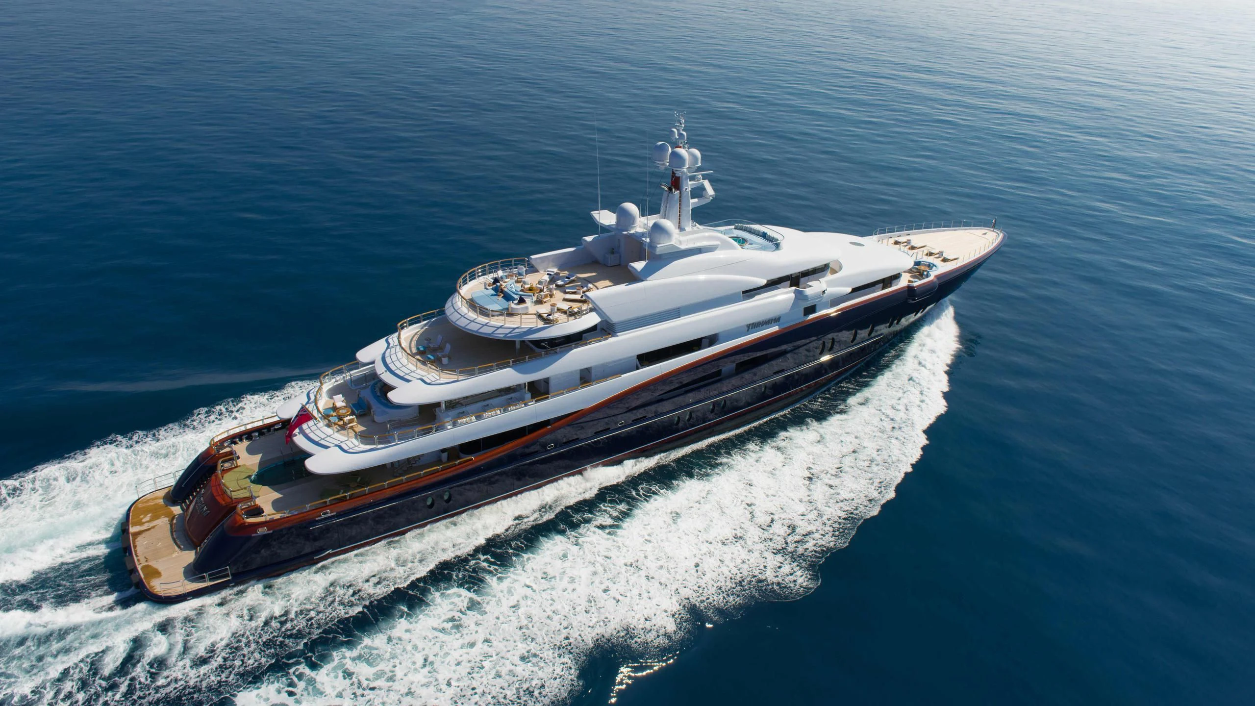 a ship in the water aboard NIRVANA Yacht for Sale