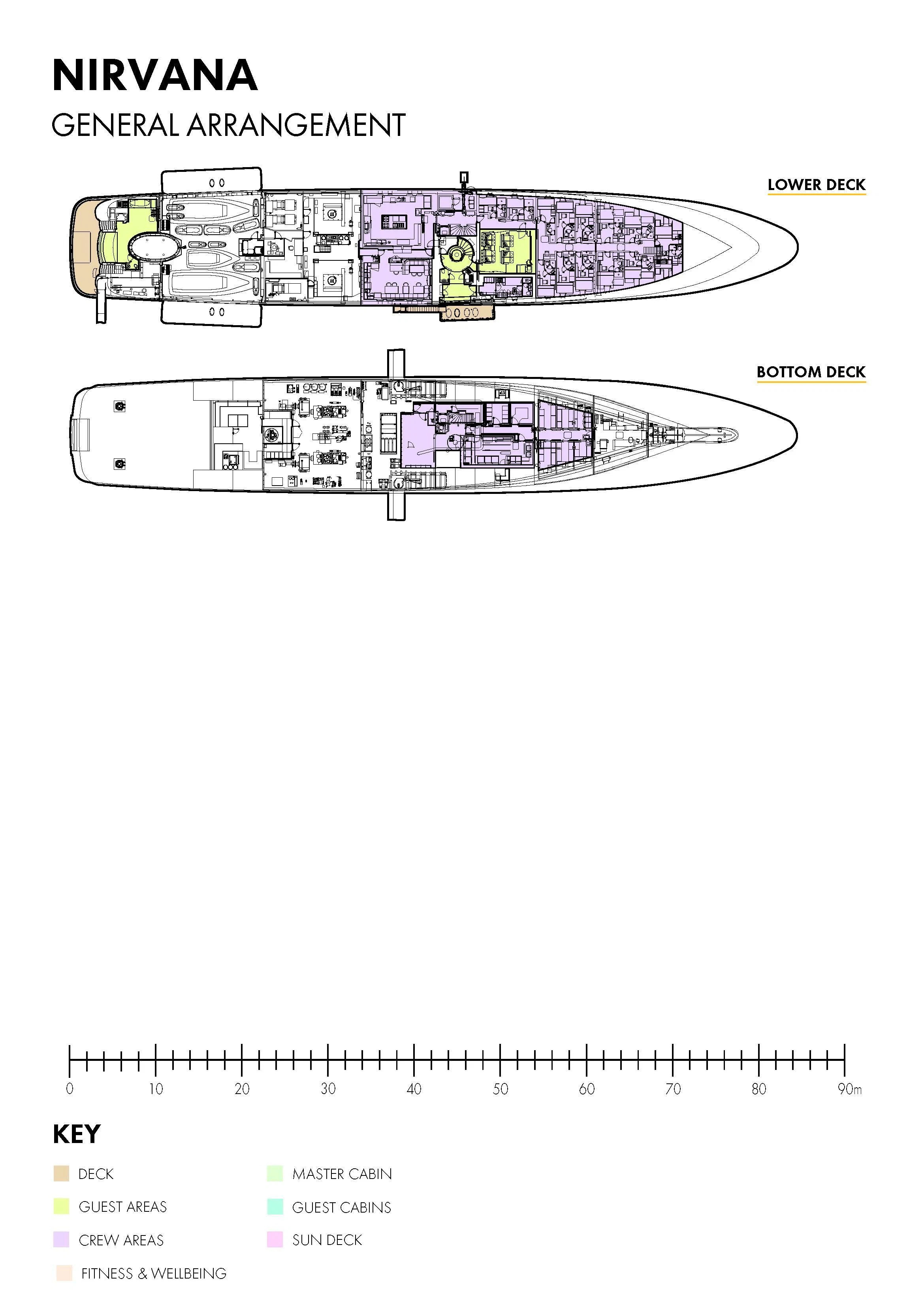diagram, engineering drawing aboard NIRVANA Yacht for Sale
