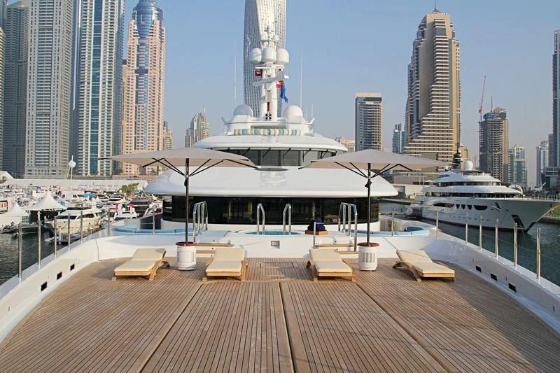 a large white building with a roof aboard NIRVANA Yacht for Sale