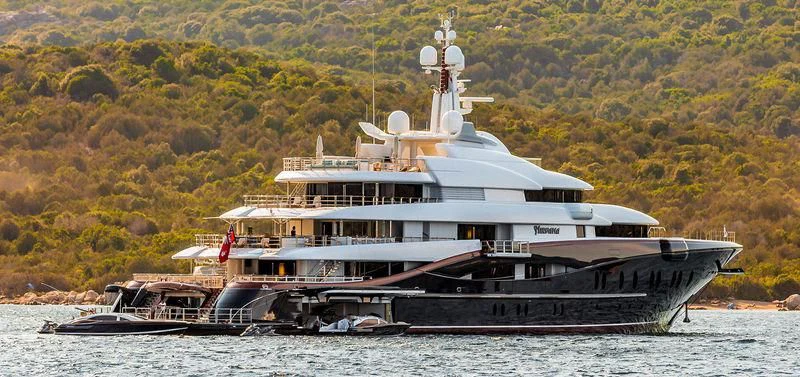 a large boat on the water aboard NIRVANA Yacht for Sale