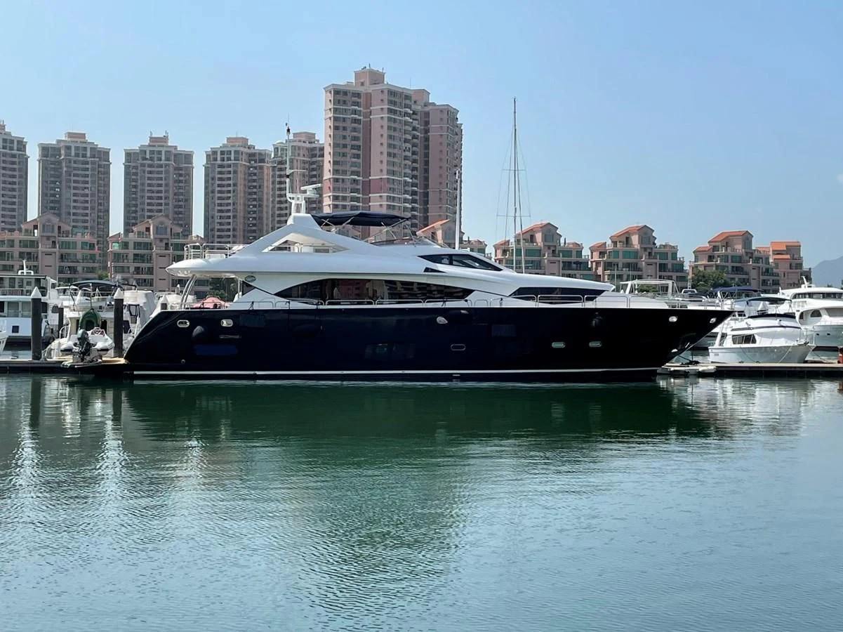 a boat in the water aboard SUNSEEKER 30M Yacht for Sale