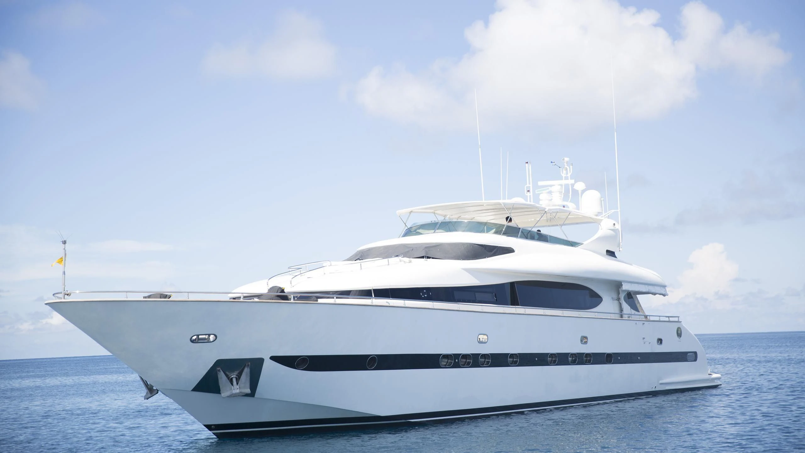 a white yacht on the water aboard SEA JAGUAR Yacht for Sale