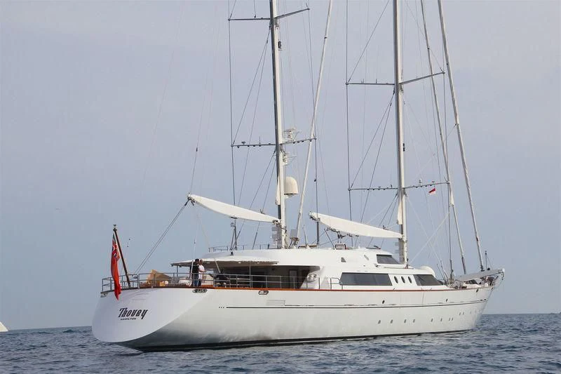 a white boat on the water aboard TAOUEY Yacht for Sale