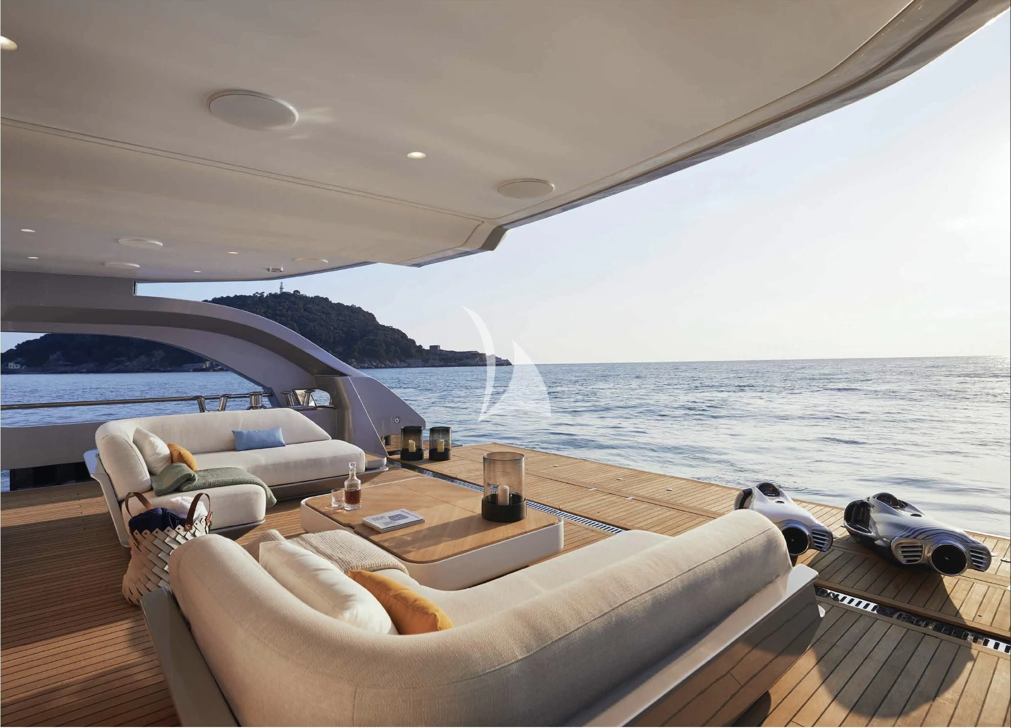 a room with a couch and a table and chairs on it aboard VOLO MARE Yacht for Charter