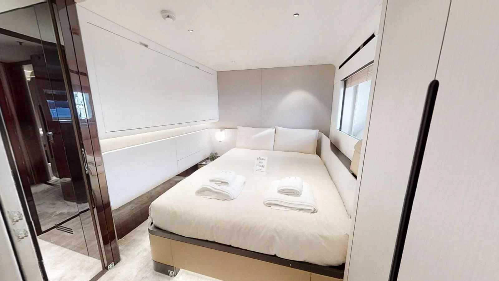 a bed in a room aboard VOLO MARE Yacht for Charter