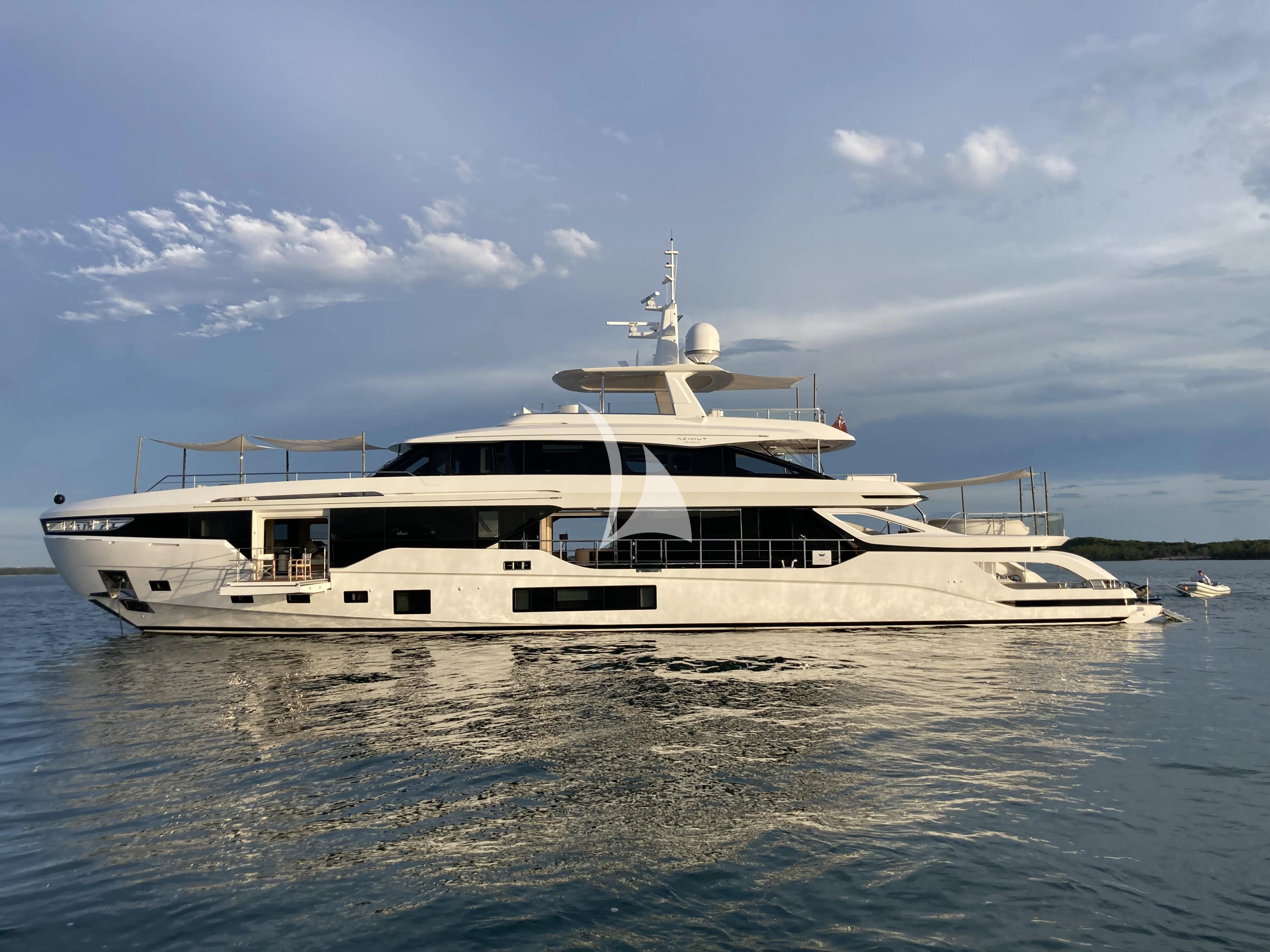 a white yacht in the water aboard VOLO MARE Yacht for Charter