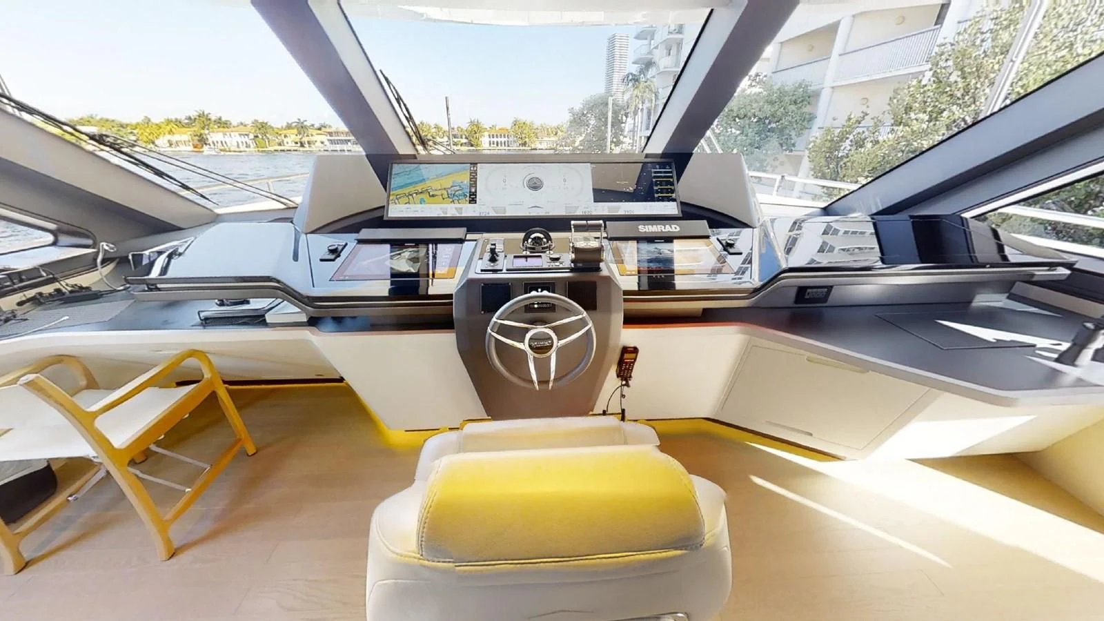 the interior of a car aboard VOLO MARE Yacht for Charter