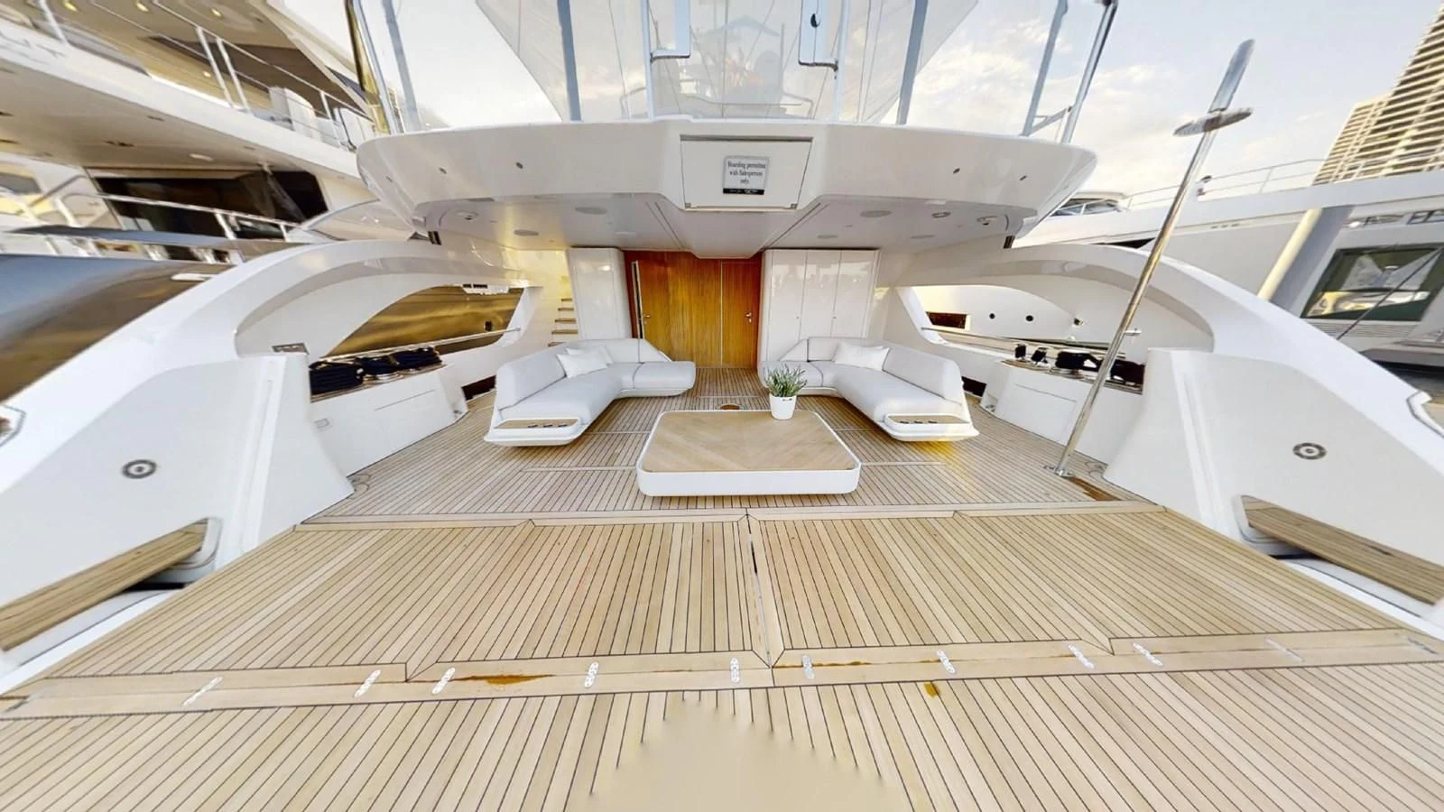 a room with many white boats aboard VOLO MARE Yacht for Charter