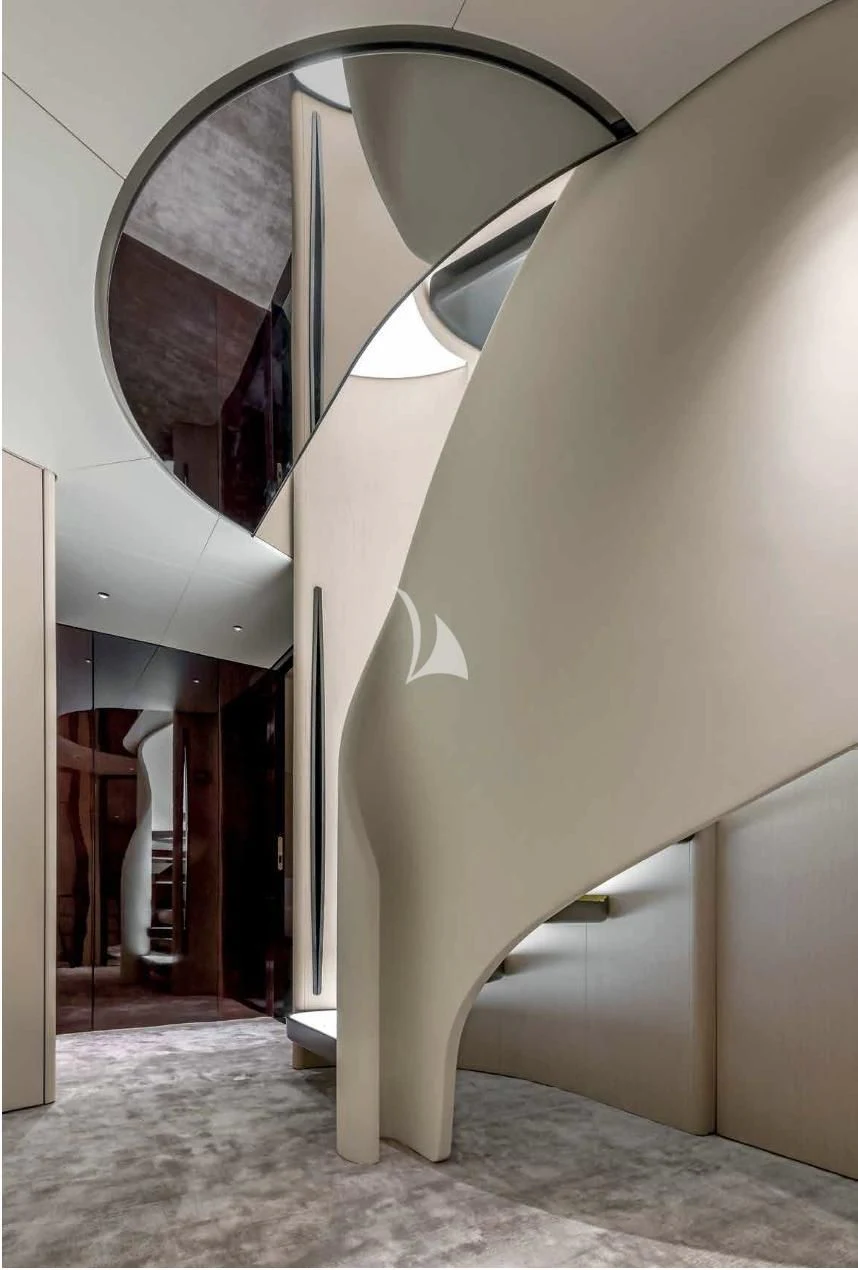 a large hallway with a large ceiling aboard VOLO MARE Yacht for Charter