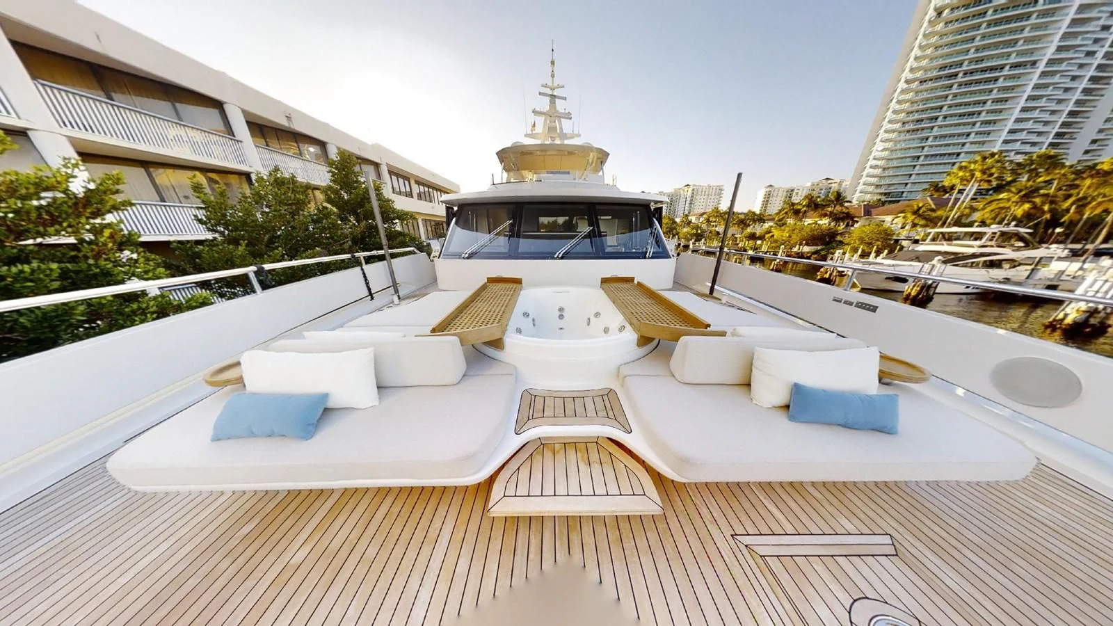 a white boat on a deck aboard VOLO MARE Yacht for Charter