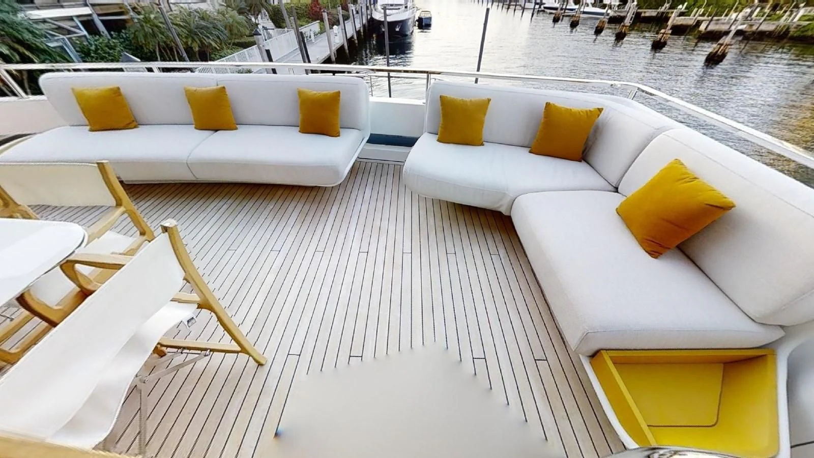 a lounge chair on a deck aboard VOLO MARE Yacht for Charter
