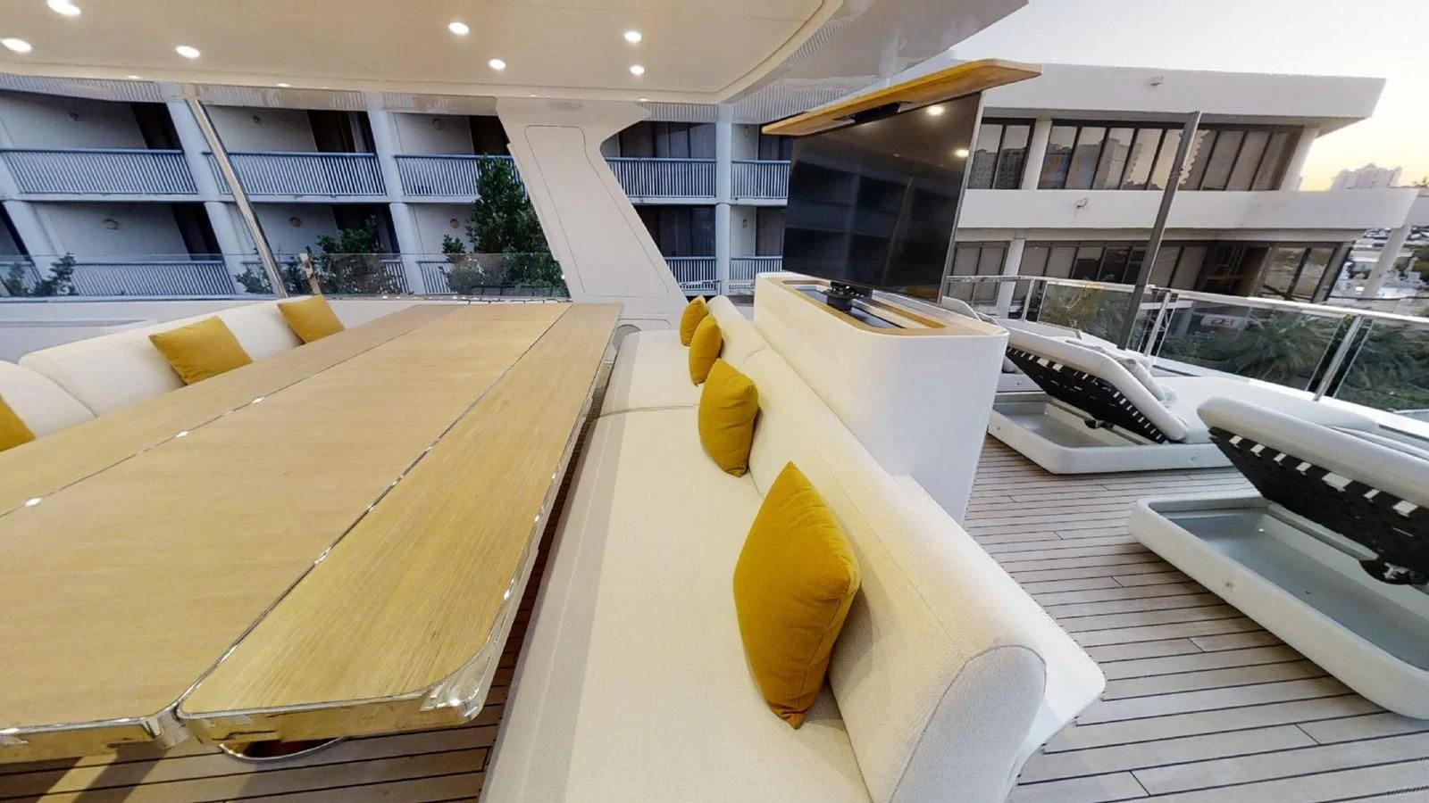 a yellow lemon wedge on a table aboard VOLO MARE Yacht for Charter
