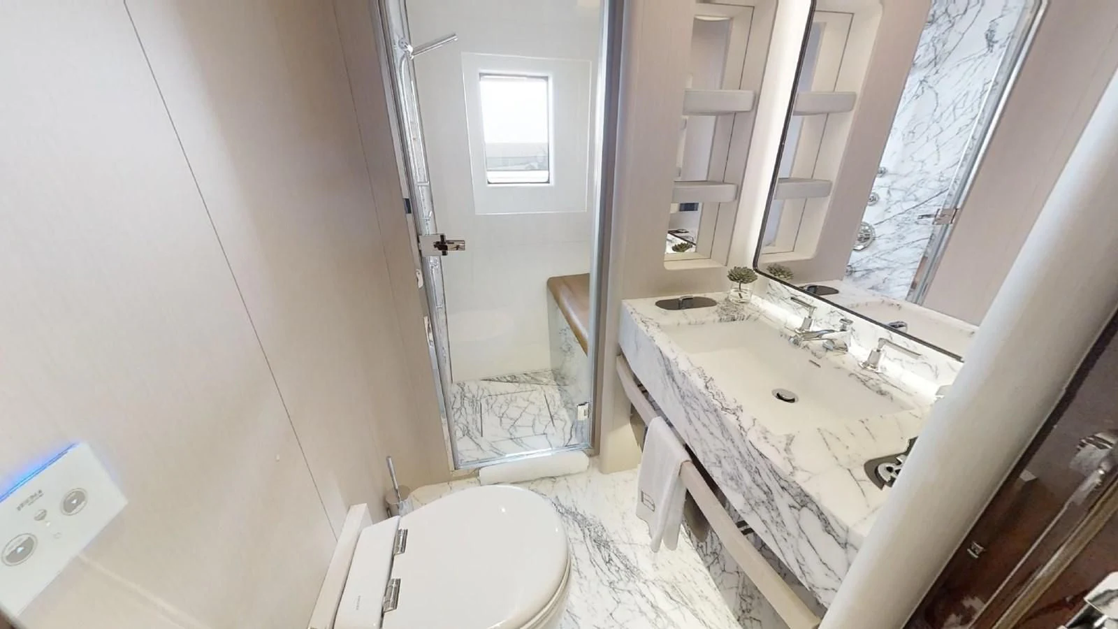 a bathroom with a large bathtub aboard VOLO MARE Yacht for Charter