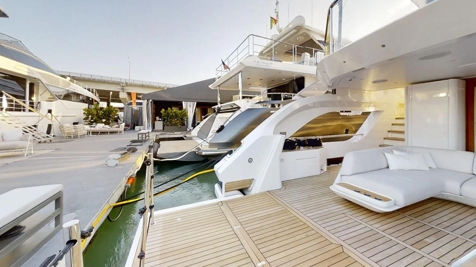 a row of boats docked aboard VOLO MARE Yacht for Charter