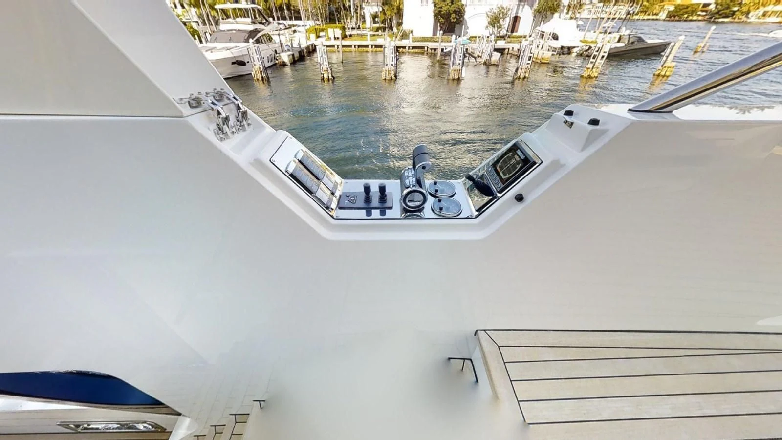a white helicopter on a deck aboard VOLO MARE Yacht for Charter