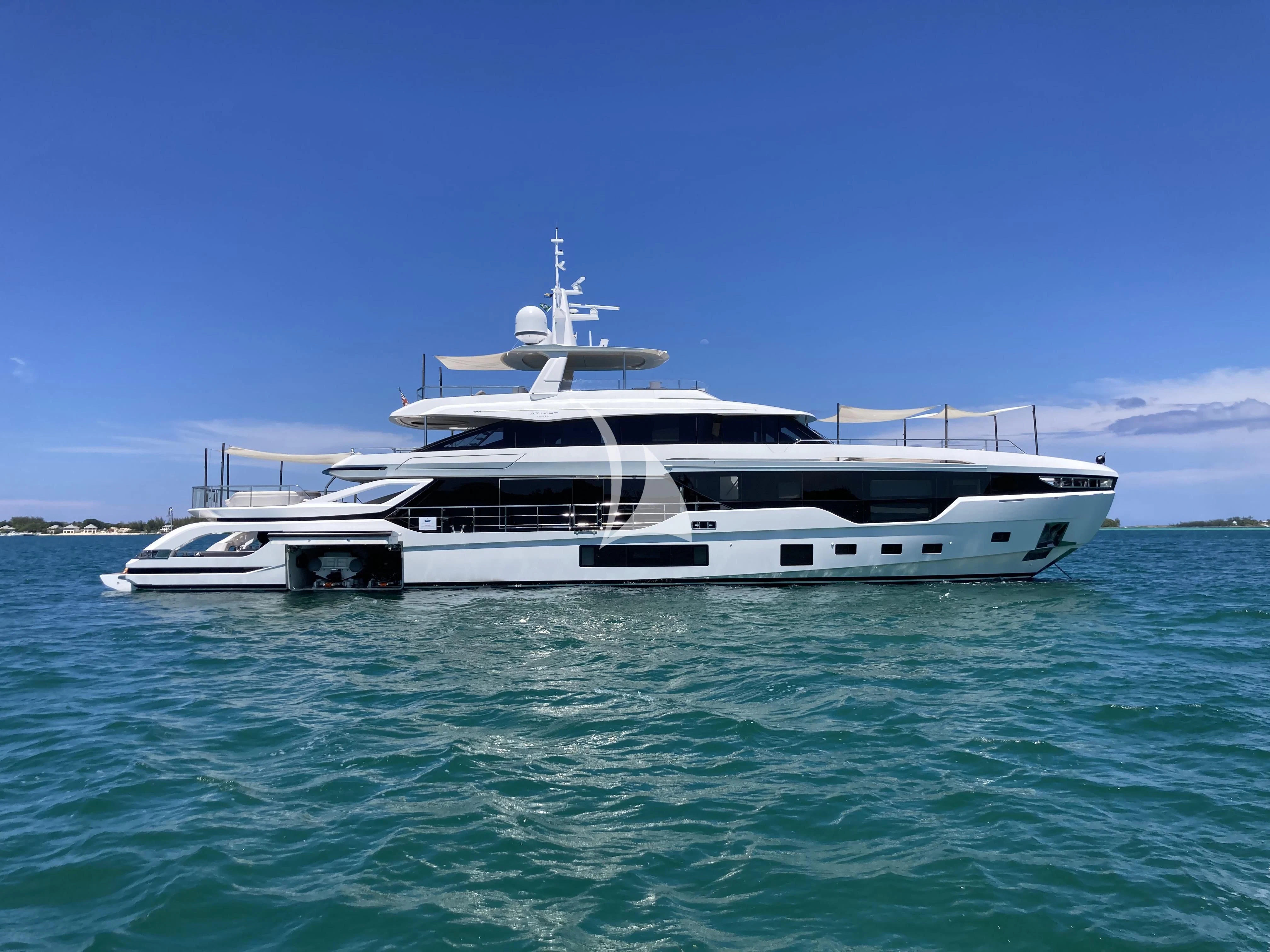a large white boat in the water aboard VOLO MARE Yacht for Charter