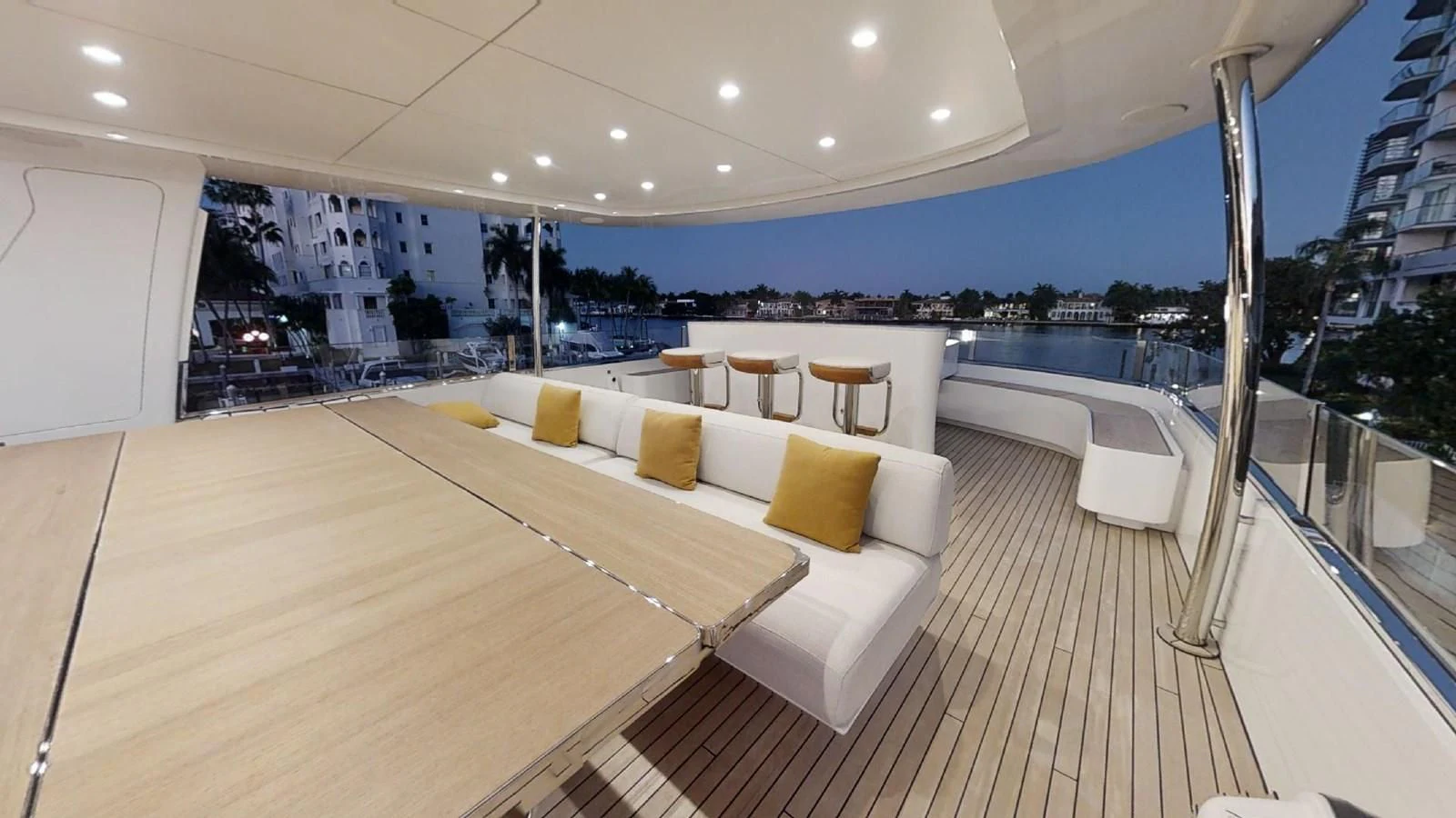 a room with a couch and a table and chairs aboard VOLO MARE Yacht for Charter