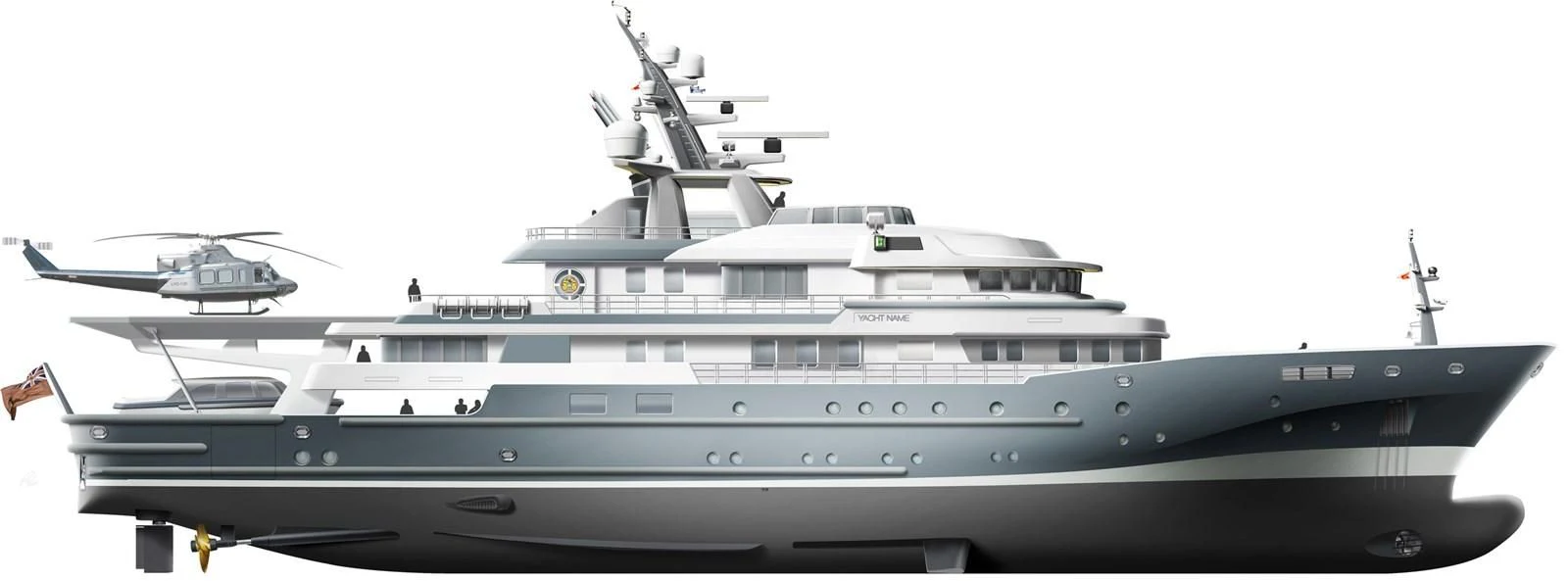 a large ship with a helicopter on top aboard OCEAN XPLORER 71 Yacht for Sale