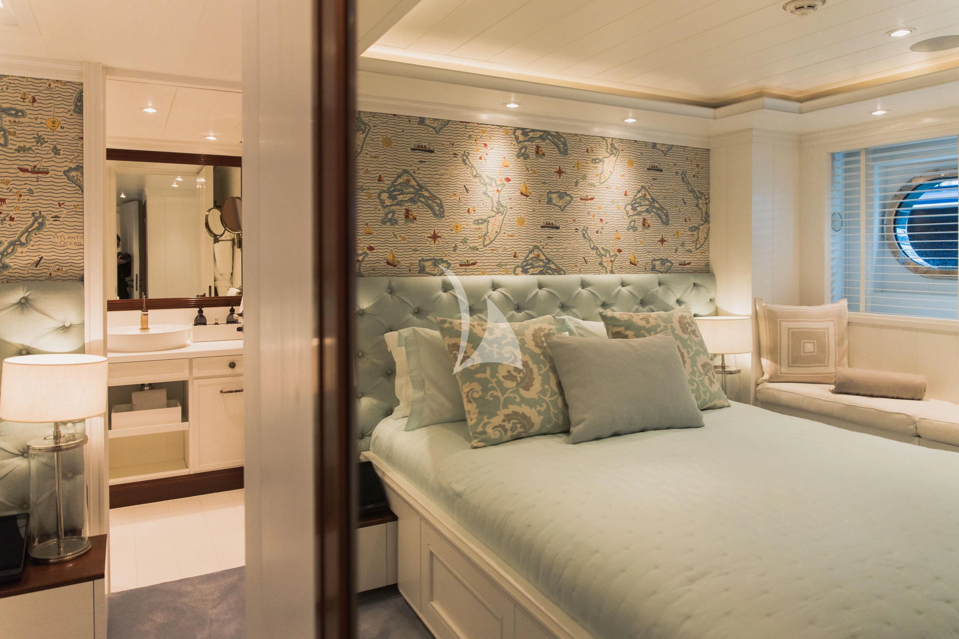 a bed in a room aboard LADY TRUDY Yacht for Charter