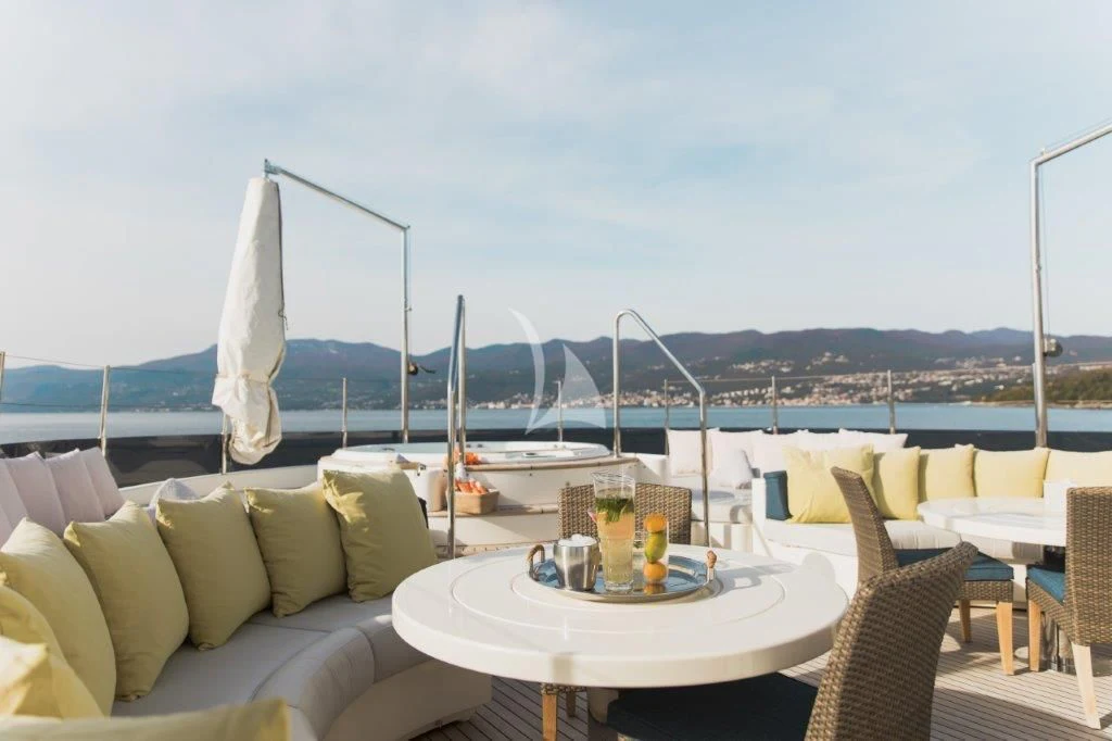 a table with food on it aboard LADY TRUDY Yacht for Charter