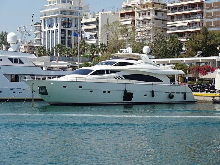 a white yacht in the water aboard FAIR LADY SILVIA Yacht for Sale