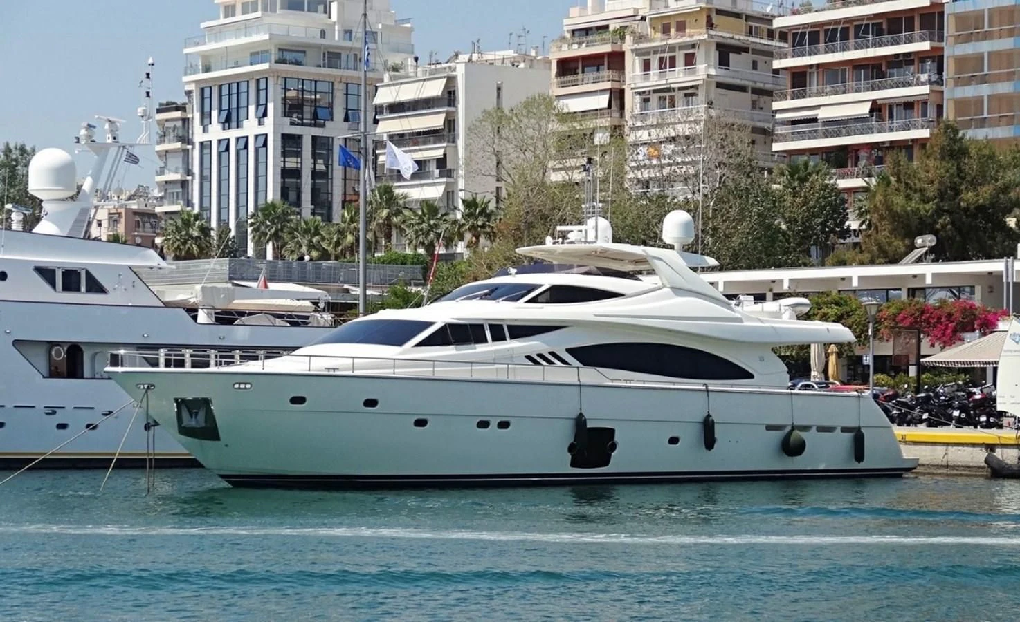 a white yacht in the water aboard FAIR LADY SILVIA Yacht for Sale