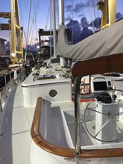a large white machine aboard VELA Yacht for Sale