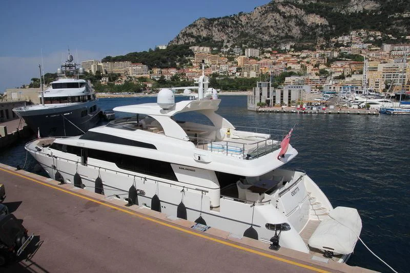 a boat docked at a port aboard LA FLEUR Yacht for Sale