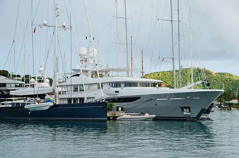 a group of boats in the water aboard LIND Yacht for Charter