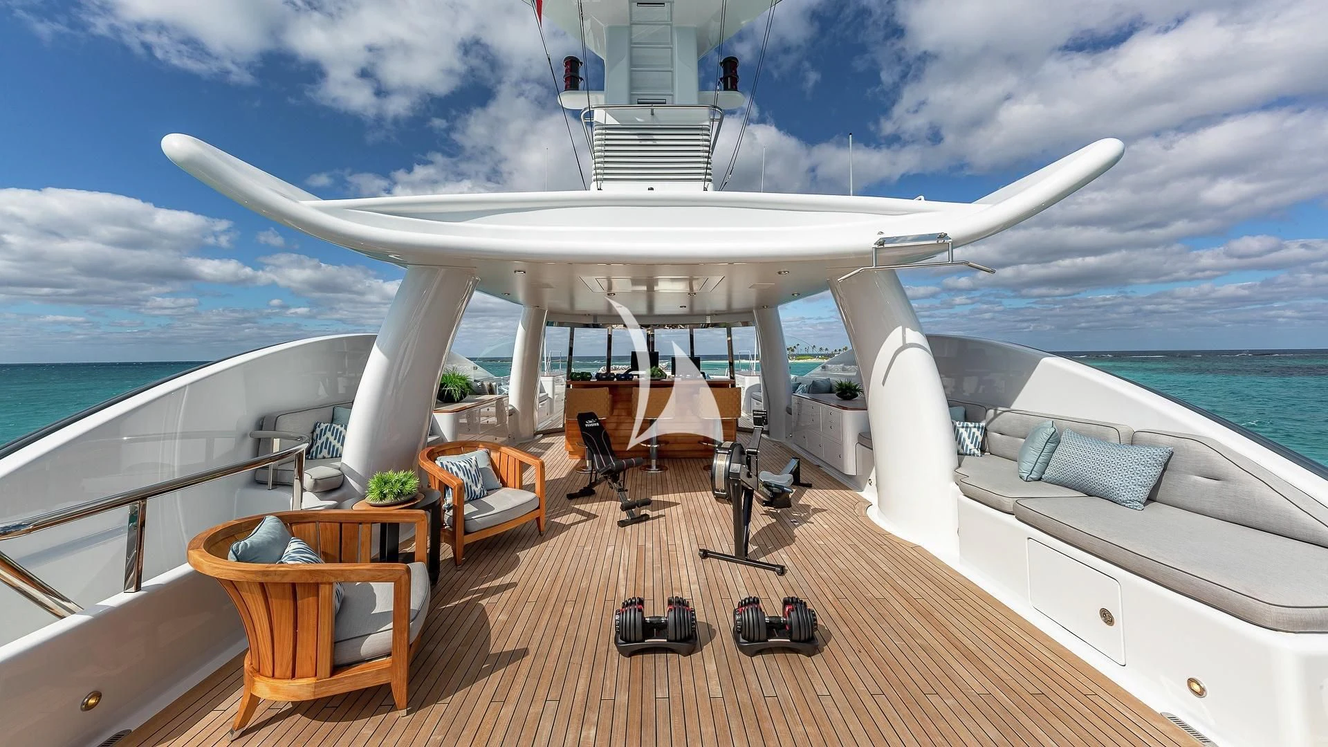 a boat on a deck aboard LIND Yacht for Charter