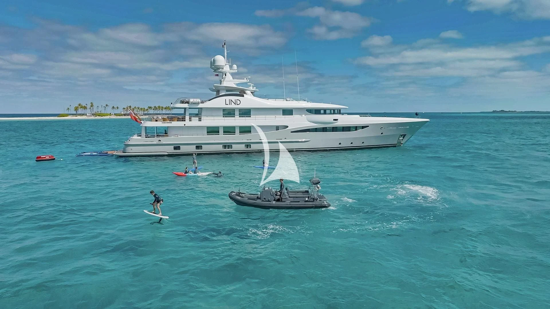 a boat in the water aboard LIND Yacht for Charter