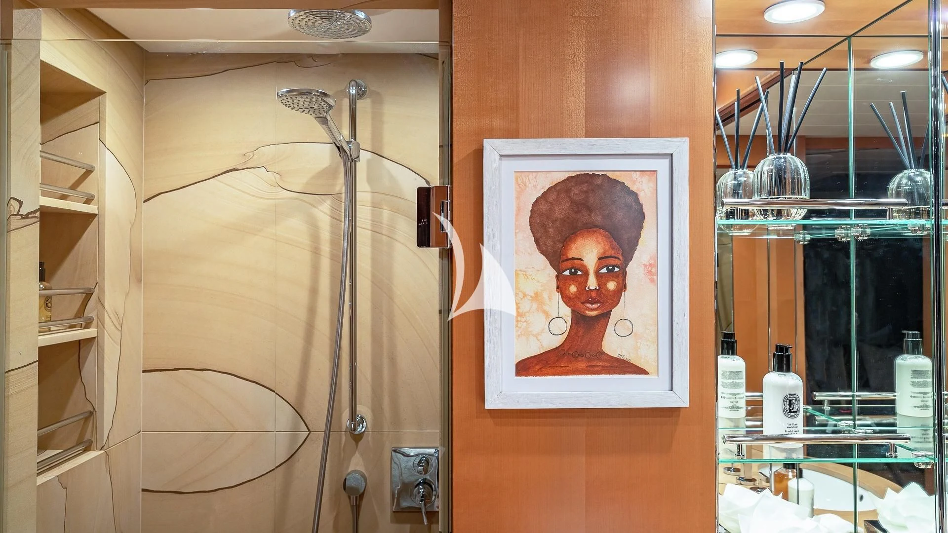 a picture on a wall aboard LIND Yacht for Charter