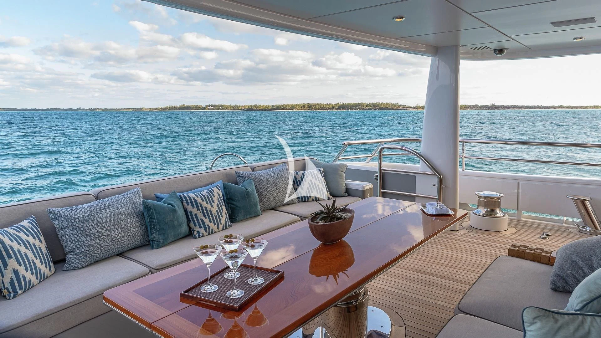 a table on a boat aboard LIND Yacht for Charter