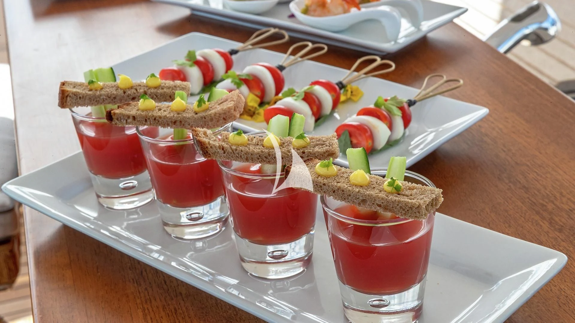 a plate of food aboard LIND Yacht for Charter