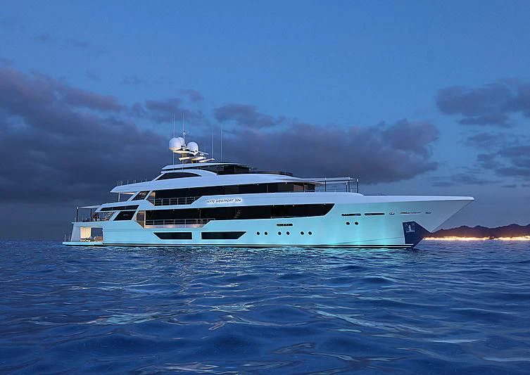 a white yacht in the water aboard WESTPORT 5201 Yacht for Sale