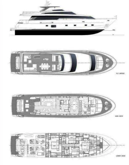 engineering drawing aboard ASTONISH Yacht for Sale
