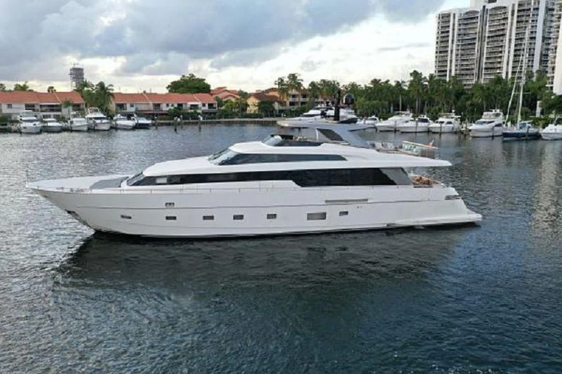 a white yacht in the water aboard ASTONISH Yacht for Sale