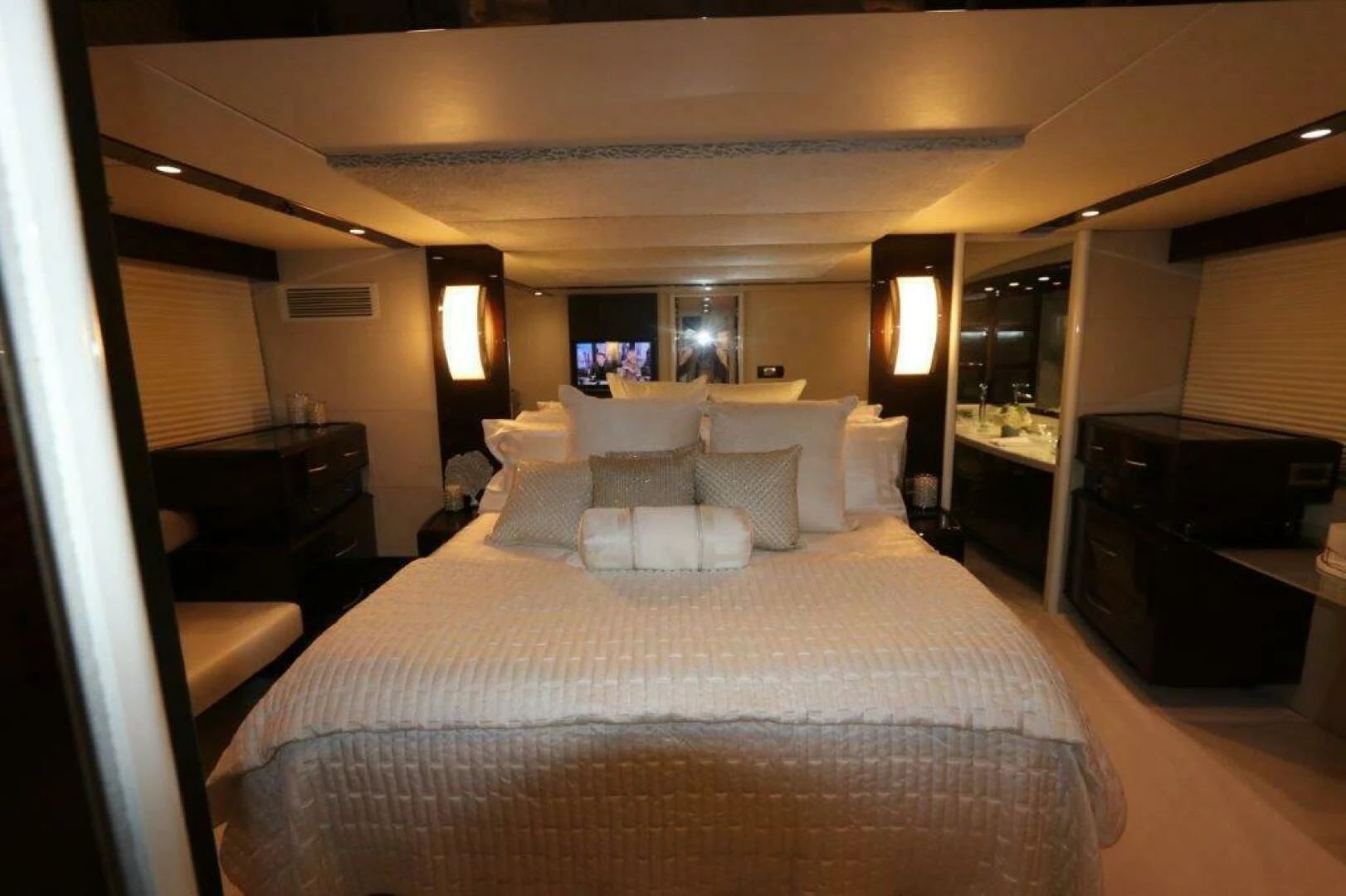 a bed in a hotel room aboard BG Yacht for Sale