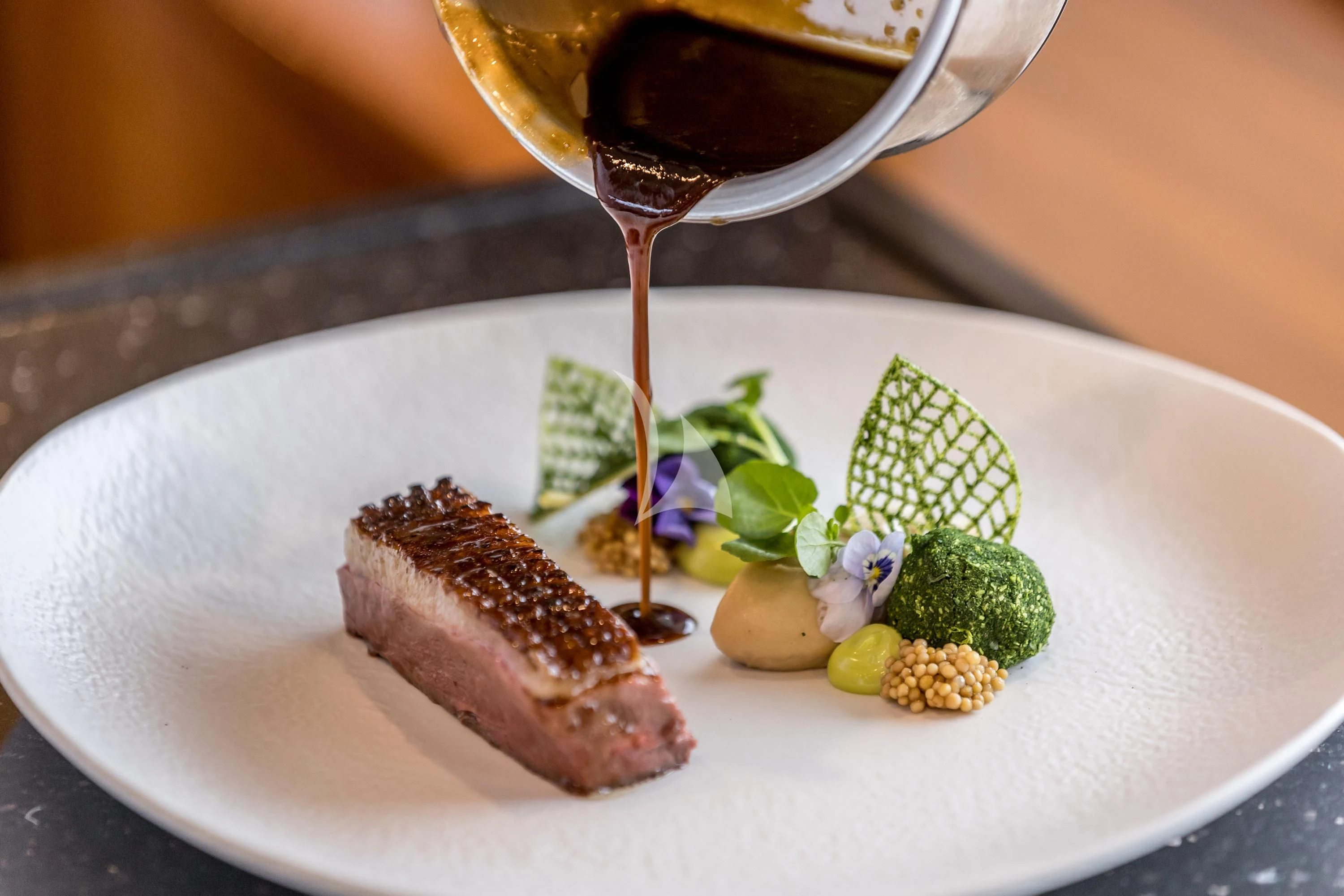 a plate of food aboard KATARIINA I Yacht for Sale