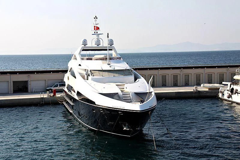 a boat tied to a dock aboard KATARIINA I Yacht for Sale